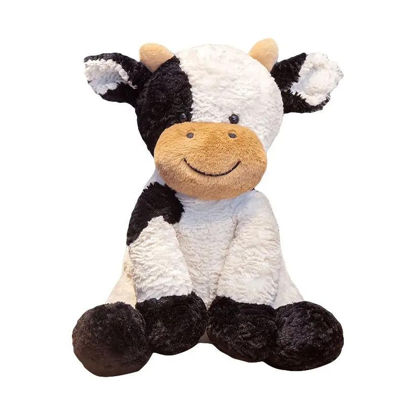 Doudou Vaca Plush Doll Sentado Vaca Plush Toy Boi Ano Mascote Vaca Plush Doll Presentes para Crianças e Meninas