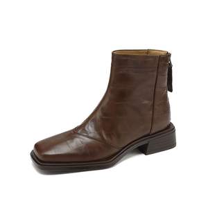 Cialisa, <span class=keywords><strong>botines</strong></span> de punta cuadrada Vintage <span class=keywords><strong>para</strong></span> <span class=keywords><strong>mujer</strong></span>, Otoño Invierno 2025, botas cortas de tacón medio de cuero auténtico de alta calidad, tallas 34-42 - Product Image 5