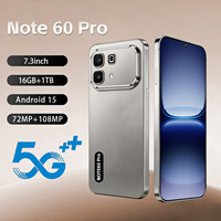 Teléfono para Juegos Barato Africa Note 60 Pro 16GB 1TB Mirror Android 15 Snapdragon 8 Gen 4 108MP 7.3 Pulgadas HD 8000mAh 5G LTE Desbloqueado