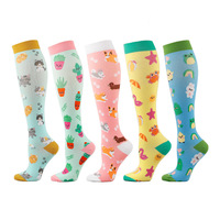 Chaussettes de compression longues à motif animal mignon, imprimées, décontractées, pour le sport, la course et le fitness, pour adultes