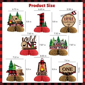 Décorations Wild One Lumberjack Honeycomb pour le 1er anniversaire et la Saint-Valentin pour garçons - Utilisation intérieure/extérieure imperméable - Product Image 3