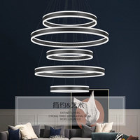 Lampe à suspension VH fabriquée en usine, minimaliste, ronde, lumineuse, multi-couches, bague en or, maison, hôtel, villa lampe à suspension pour escalier