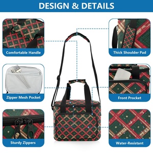 Sacs à déjeuner isothermes imperméables à grande capacité personnalisés avec motifs de Noël, sacs de pique-nique portables à bandoulière - Product Image 4