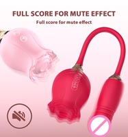 Vibromasseur en silicone en forme de rose, rechargeable par USB, étanche, pour femme, avec extension de langue pénétrante et stimulation clitoridienne, vente en gros