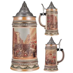 Keramik Deutscher Bier Stein mit Metall deckel Deutscher Bier Stein Keramik Bierkrug 0,6 Liter