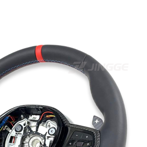 พวงมาลัยหนังคาร์บอนไฟเบอร์แบบฐานเรียบสำหรับ BMW F01 F02 F06 F07 F10 F11 F12 F13 F30 F80 G20 G28 G29 G30 F87 X3 X4 X5 X6 - Product Image 3