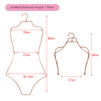 Cintre de luxe en forme d'or Cintre pliable en métal Affichage de maillot de bain en or rose Cintre de présentation en fil métallique en forme de corps de bikini