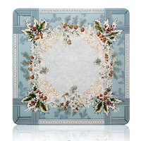Tapis de table de mahjong américain rétro vieilli à motif flocon de neige, avec bordure ornée, base en caoutchouc antidérapante, pour les jeux de Noël
