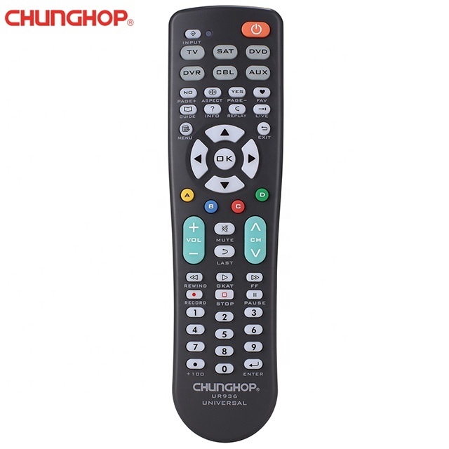 Chunghop 6 in 1 UR936 Controls SAT CBL TV Universal Remote Control for America Market
