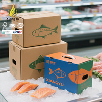 Isolierte Marken-Fischversandboxen mit Griffen Kundenspezifisch Bedruckte Wellpappkartons für Tiefkühl-Meeresfrüchte-Export