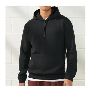 Penjualan terlaris grosir hoodie lengan penuh bersirkulasi warna hitam pria tersedia dalam desain disesuaikan dengan Logo