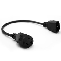 Câble d'alimentation robuste SVT AC 10A 18AWG, prise IEC C14 vers connecteur femelle NEMA 5-15R 3 broches, 35 cm