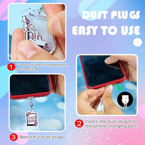 Bouchons anti-poussière personnalisés en acrylique pour téléphone, type C, breloques et accessoires pour smartphone - Product Image 4