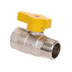 New Arrival Plumbing Gas Line Brass Valve Male Threads Ball Valve Gas Valve With Yellow Handle