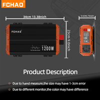 Onduleur à sinus pur haute efficacité 12v à 220v, convertisseur de courant cc à ca de 1200 watts, CE, chine, RoHs, avec protection multiple