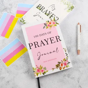Libro de oración de 100 días, diario de oración devocional cristiano guiado por esperanza y aliento para impresión personalizada