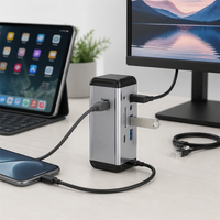Station d'accueil Type-C 12 en 1 HDMI 2.0 VGA RJ45 SD TF Audio 3,5 mm PD100W USB 3.0 en alliage d'aluminium pour MacBook Ordinateur portable Vente en gros