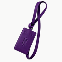 Porte-cartes multifonctionnel tendance violet avec longue sangle, étui de protection simple