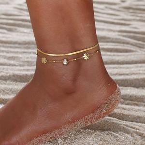 फैशन स्टेनलेस स्टील 18k सोने की प्लेटेड एण्लेट के साथ लड़कियों के लिए पार्टियों के लिए पैर गहने - Product Image 5