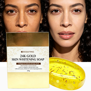 Savon de beauté artisanal biologique à étiquette privée, anti-taches brunes, nettoyant pour le visage, prévient l'hyperpigmentation, savon éclaircissant pour la peau à l'or 24 carats - Product Image 1