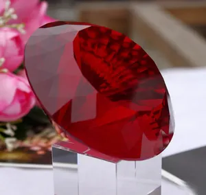 Crystallized Shapes Red Gem Glass Diamond Shape Crystal Wedding Favor MH-9446