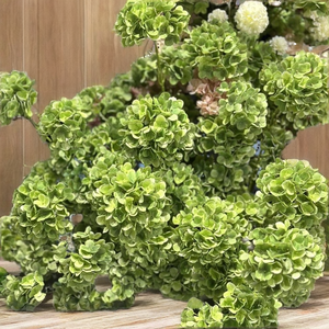 SPR Meilleures ventes Flower World Hortensia artificiel en soie vert foncé, toucher réel, <span class=keywords><strong>fleur</strong></span> 3D pour la remise des diplômes et la Fête des Mères - Product Image 1