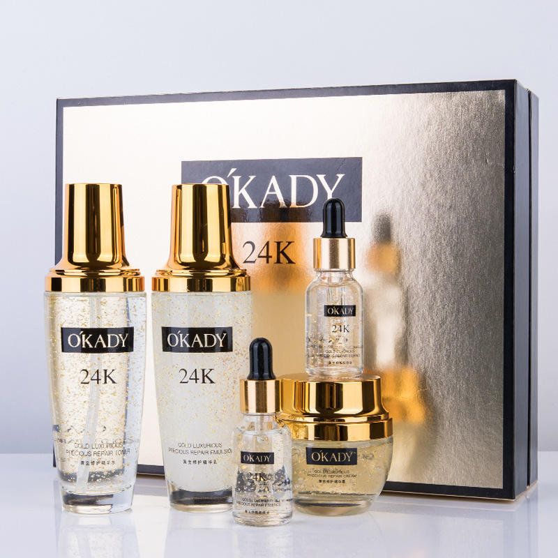 OKADY Luxury Women Facial Skincare Set Beauty Cosmetics Products Niacinamide Brightening Custom Ordinary 24K Gold Skin Care