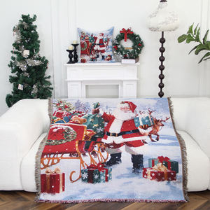Custom Jacquard Geweven Kerst Santa Claus Winter Wandtapijt Deken - Product Image 2