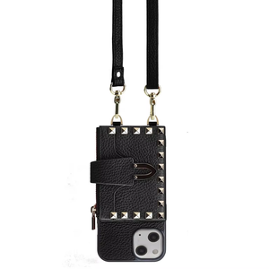 Étui de téléphone de luxe en cuir véritable/cuir PU, anti-rayures, antichoc, avec sangle détachable, bandoulière, fermeture éclair, pour <span class=keywords><strong>iPhone</strong></span> 13/13 Pro Max - Product Image 6