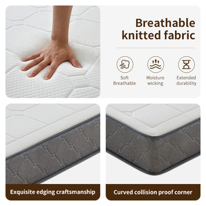 Matelas à ressorts ensachés moderne et durable, taille double, avec mousse de soutien haute densité 300g/m² et tissu en coton tricoté, emballé en rouleau souple - Product Image 2