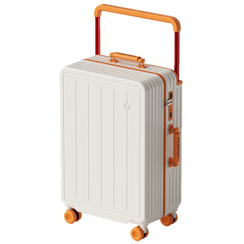 New Wide Pull Rod Luggage Box Unisex Large Capacity Suitcase Contrast Color Trolley Case High Color Value Password Box ABS
