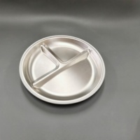 Assiette pour enfants en acier inoxydable de qualité alimentaire personnalisée avec manchon en silicone, cadeau promotionnel de marque pour enfants