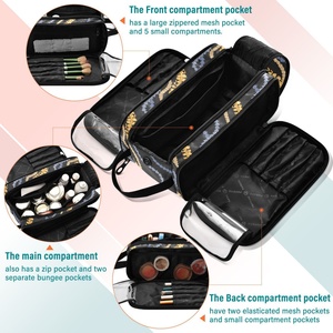 Hawaii Puakenikeni Flower Women's <b>Makeup</b> Bag Black Design Custom Print Cosmetic <b>Storage</b> Bag Brush Organizer with Zipper Closure - Product Image 5