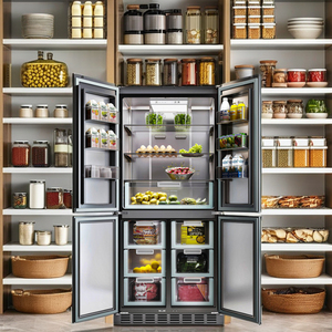 4-Door 355L Stainless Steel Portable Refrigerator Small Bottom Freezer Frost-Free Defrost Household Commercial French Read - Product Image 6