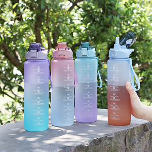 Motivational Water Bottle 32oz Leakproof Tritran BPA Free Water Bottle with Time Marker Botella de Agua Deportiva