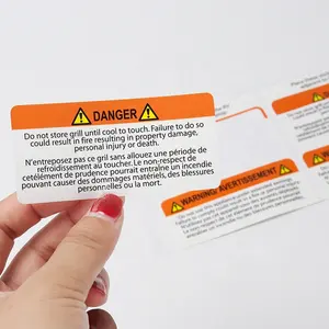Özel baskı endüstriyel dikdörtgen etiket beyaz parlak pet etiket kağıdı sıcak yüzey uyarı etiketi