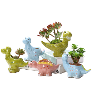 Pot de fleurs créatif en céramique émaillée YS, motif dinosaure de dessin animé, avec trou de drainage, pour plantes succulentes et grasses, décoration maison et <span class=keywords><strong>jardin</strong></span> - Product Image 1