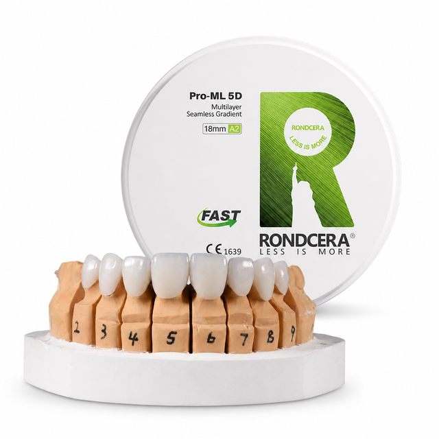 Rondcera 5D Zirconia Block High-toughness CAD CAM Zirconia CAD CAM Pre Sintered 98mm Blank for Posterior Dental Bridge Use