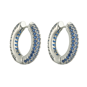 Pendientes de Aro de Circonita Cúbica Multicolor al por Mayor, Pendientes de Joyería de Latón Plateado Hipoalergénicos para Hombre - Product Image 5