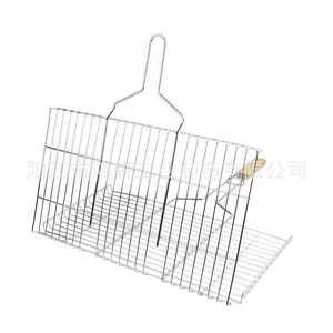 Parrilla plegable de acero inoxidable con mango de madera, 63,5x36x2,5 cm, para cocinar al aire libre, hornear, barbacoa - Product Image 2