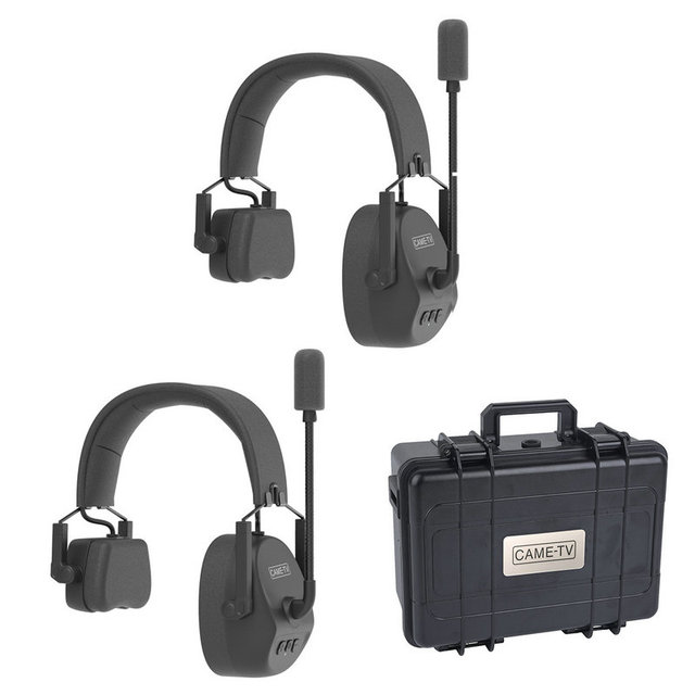 CAME-TV 1.9G Full Duplex Wireless Intercom Headset Long Distance Noise Cancelling for Referee Coach Church Filming Production