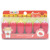Stylo surligneur portable mini 6 pièces, motif tomate et carotte, mignon et kawaii, pour étudiants, marquage de notes, dessin manuel, papeterie, cadeau