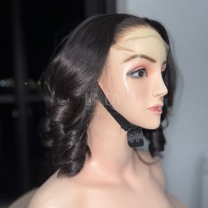 Raw Hair High Quality Bouncy <b>Wig</b> Front Closure <b>Wig</b> Light Black 100% Vietnamese Human Hair - Product Image 5