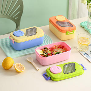 Colorful Rectangle <b>Lunch</b> <b>Box</b> With Two <b>Compartments</b> Food Grade Plastic For All Users YC9131 - Product Image 5