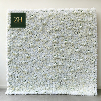 Mur de fleurs blanches réalistes fait main de haute qualité, enroulable, avec support en tissu, pour la photographie de mariages, de la Saint-Valentin et de remises de diplômes
