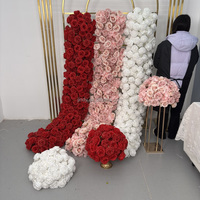 Fleurs de table de mariage, guirlande de roses, fleurs d'allée, fleurs artificielles en soie rose, rouge, blanc, chemin de table pour décoration de mariage