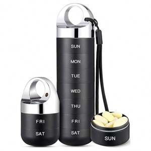 Custom Weekly Pill <b>Box</b> Aluminium Alloy <b>Large</b> Capacity Waterproof Travel Pill Organizer BPA Free Promotional <b>Gift</b> - Product Image 5