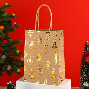 Christmas Snowflake Foil-Stamped Tote <b>Bag</b> Christmas Tree Gift <b>Bag</b> Holiday Party Kraft Paper Flat Bottom <b>Packaging</b> <b>Bag</b> - Product Image 1