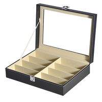 Stock luxe en cuir PU 8 lunettes boîte de rangement pour lunettes lunettes de soleil accessoires présentoir boîte cadeau boîte réutilisable