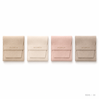 Petite Pochette d'Emballage Luxe en Microfibre, Imprimée Logo Personnalisé et Soie, Fermeture à Rabat, pour Bijoux Collier 7.5x7.5CM